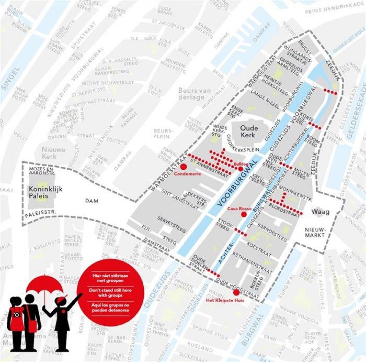mapa Amsterdamu czerwono