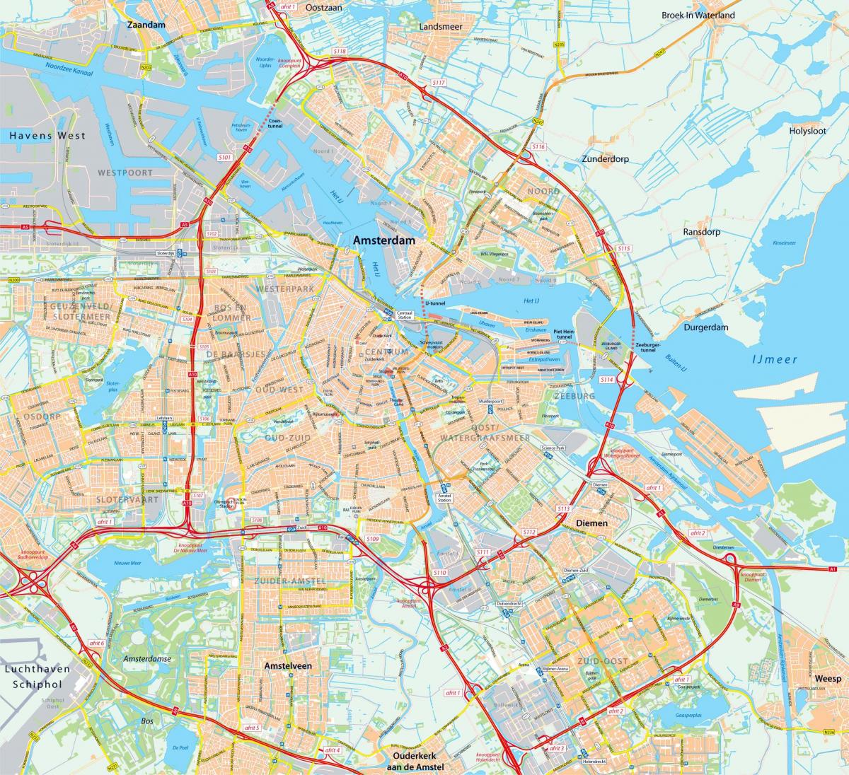 mapa Amsterdamu drodze