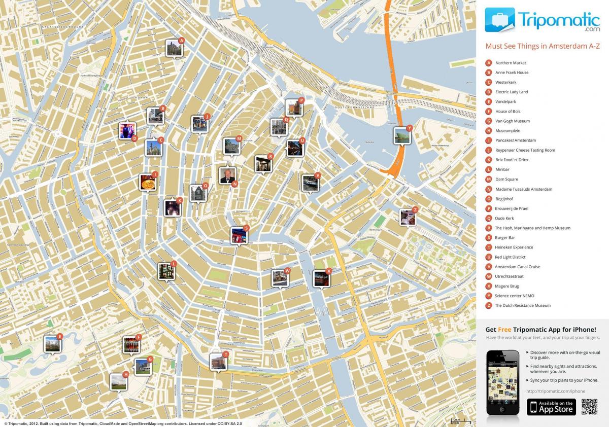 mapa Amsterdamu rzeczy do zrobienia
