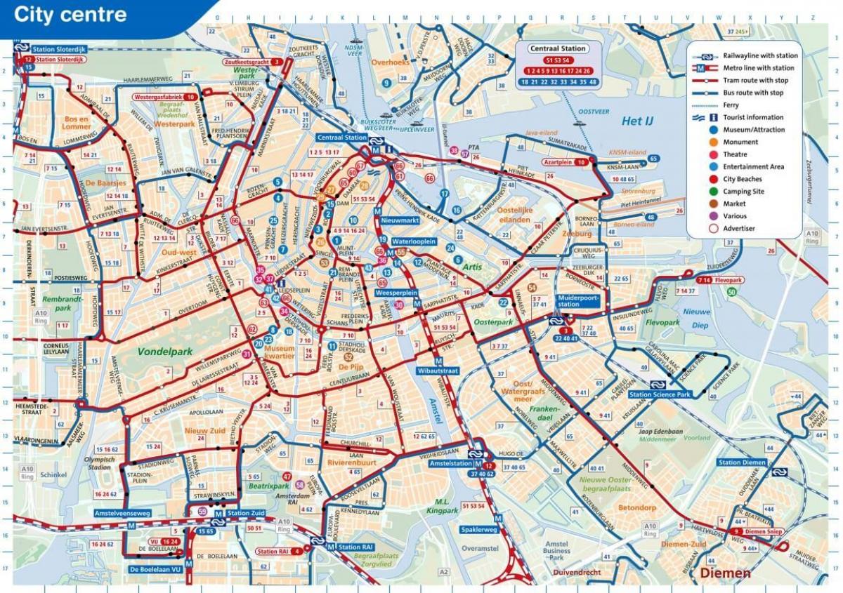 Amsterdam miasto transportowej mapie
