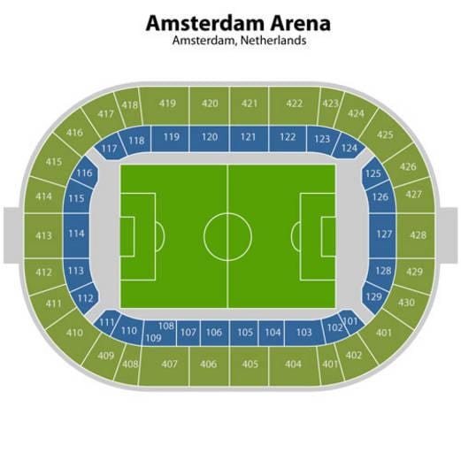 mapa Amsterdamu fotel Arena