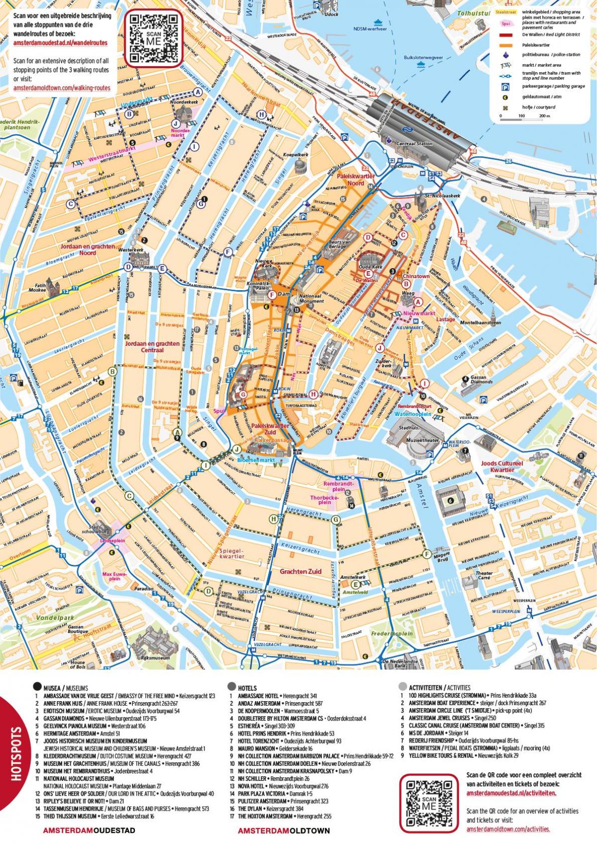 mapa centrum Amsterdamu
