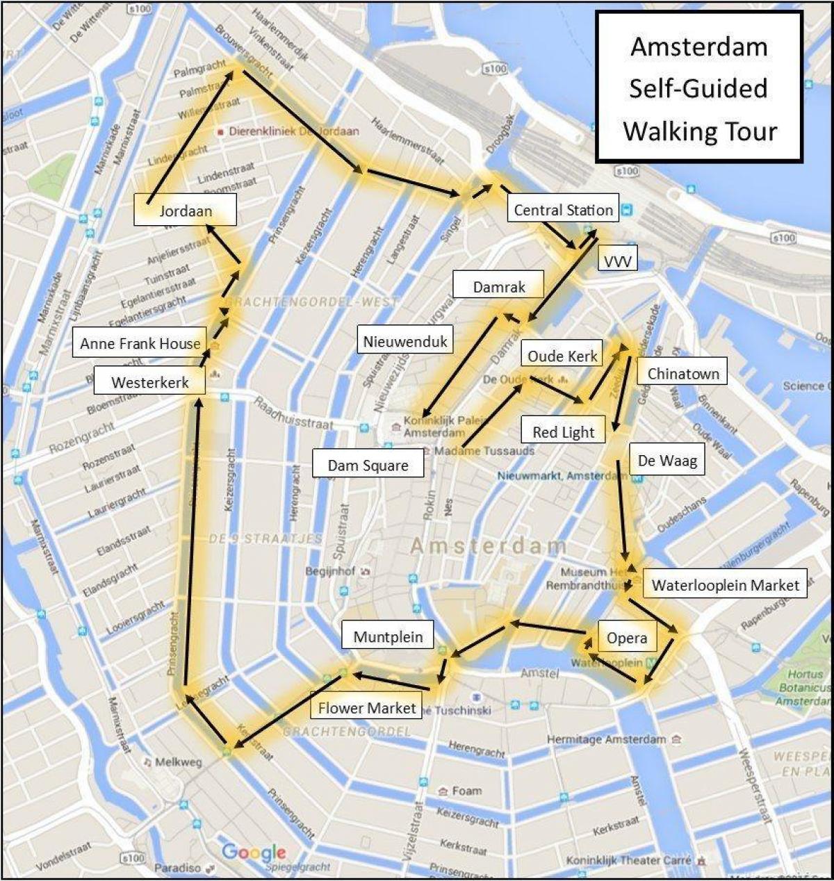 Wycieczki Amsterdam wycieczka na mapie
