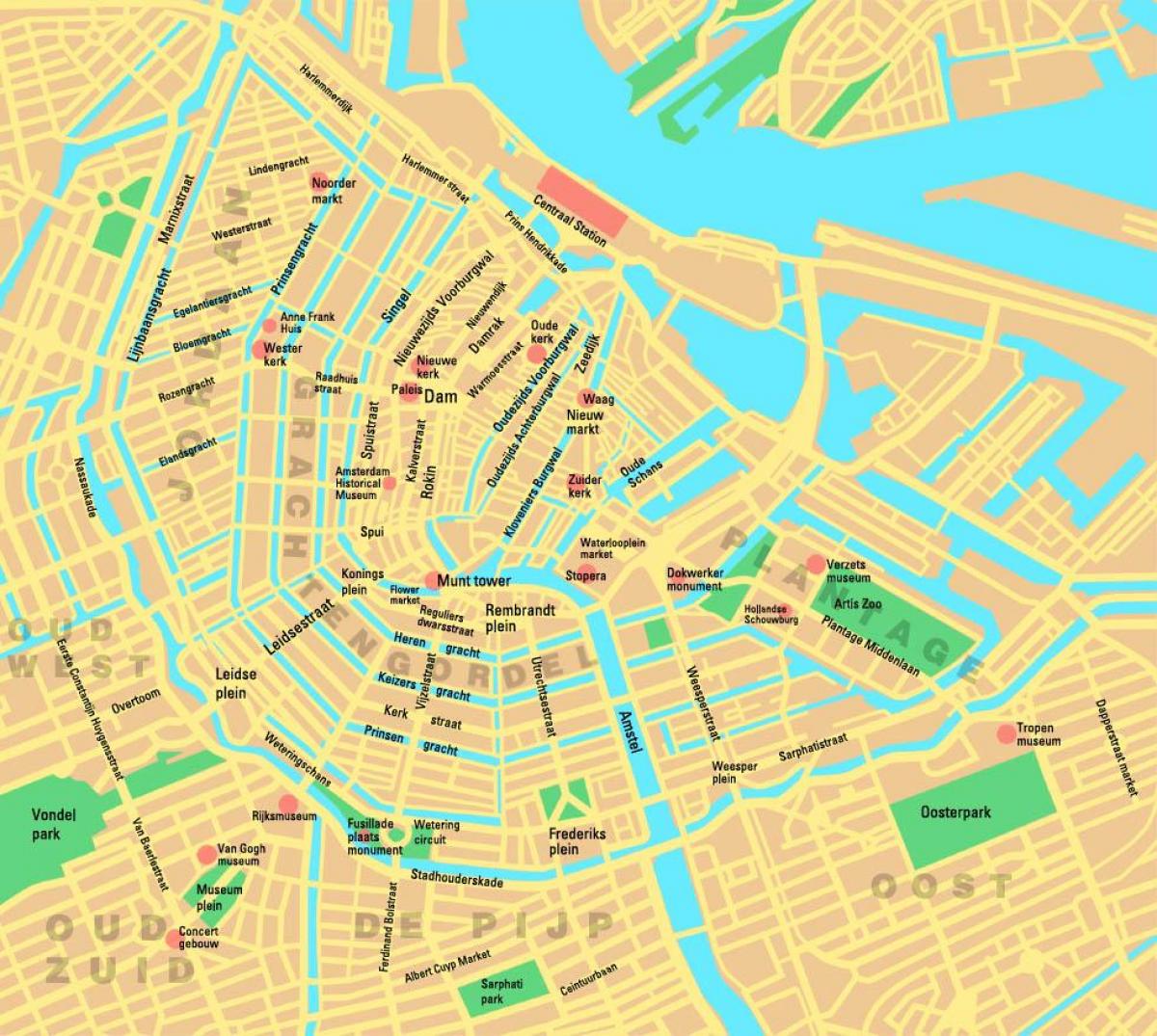 dzielnice Amsterdamu mapie