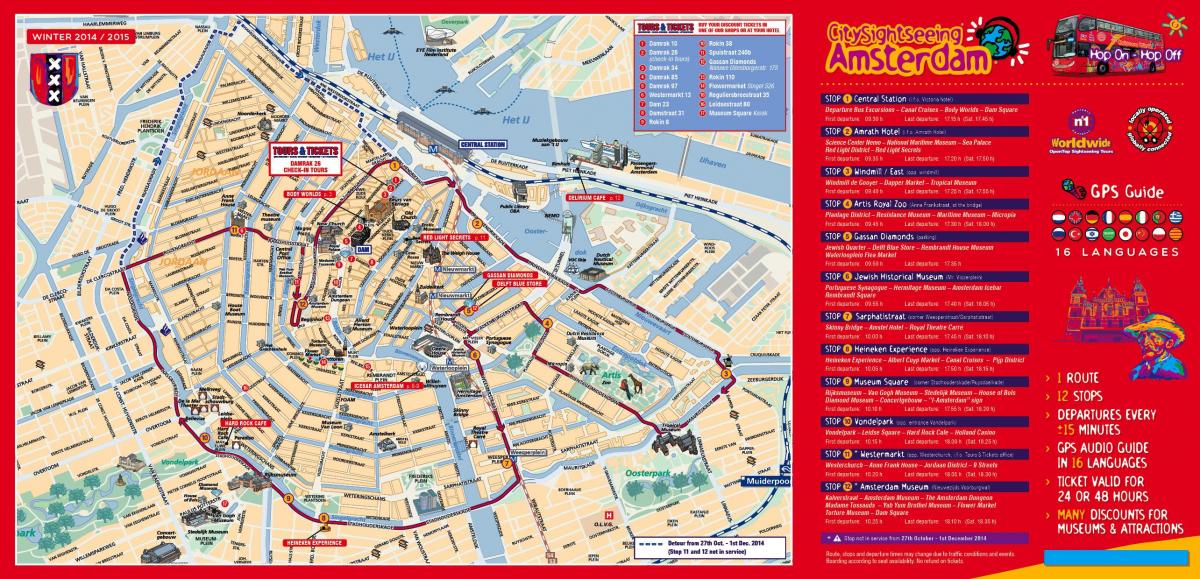 Amsterdam autokarem na mapie