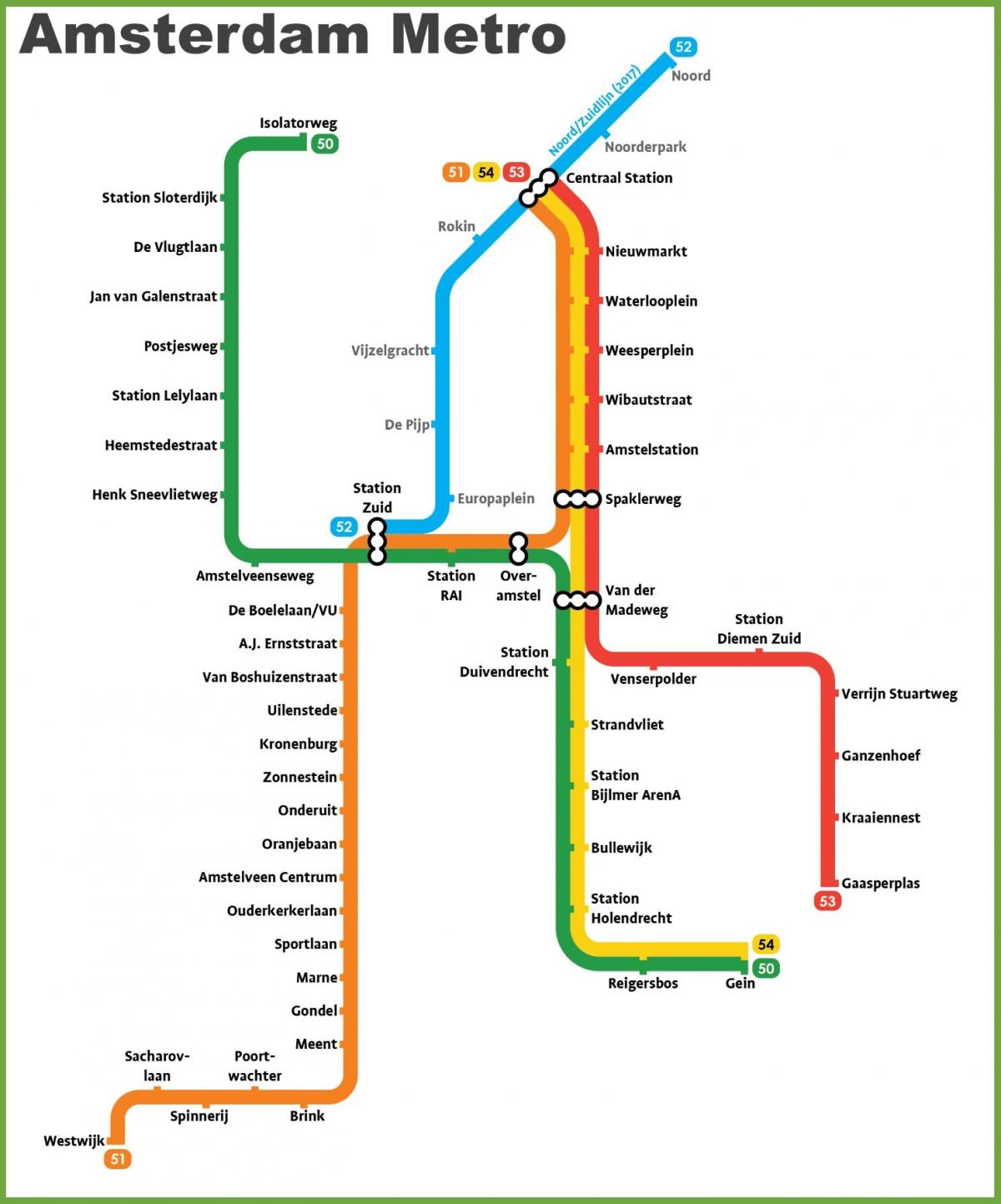 mapa metra w Amsterdamie 