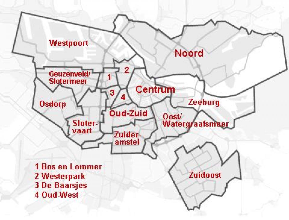 dzielnice w Amsterdamie mapie
