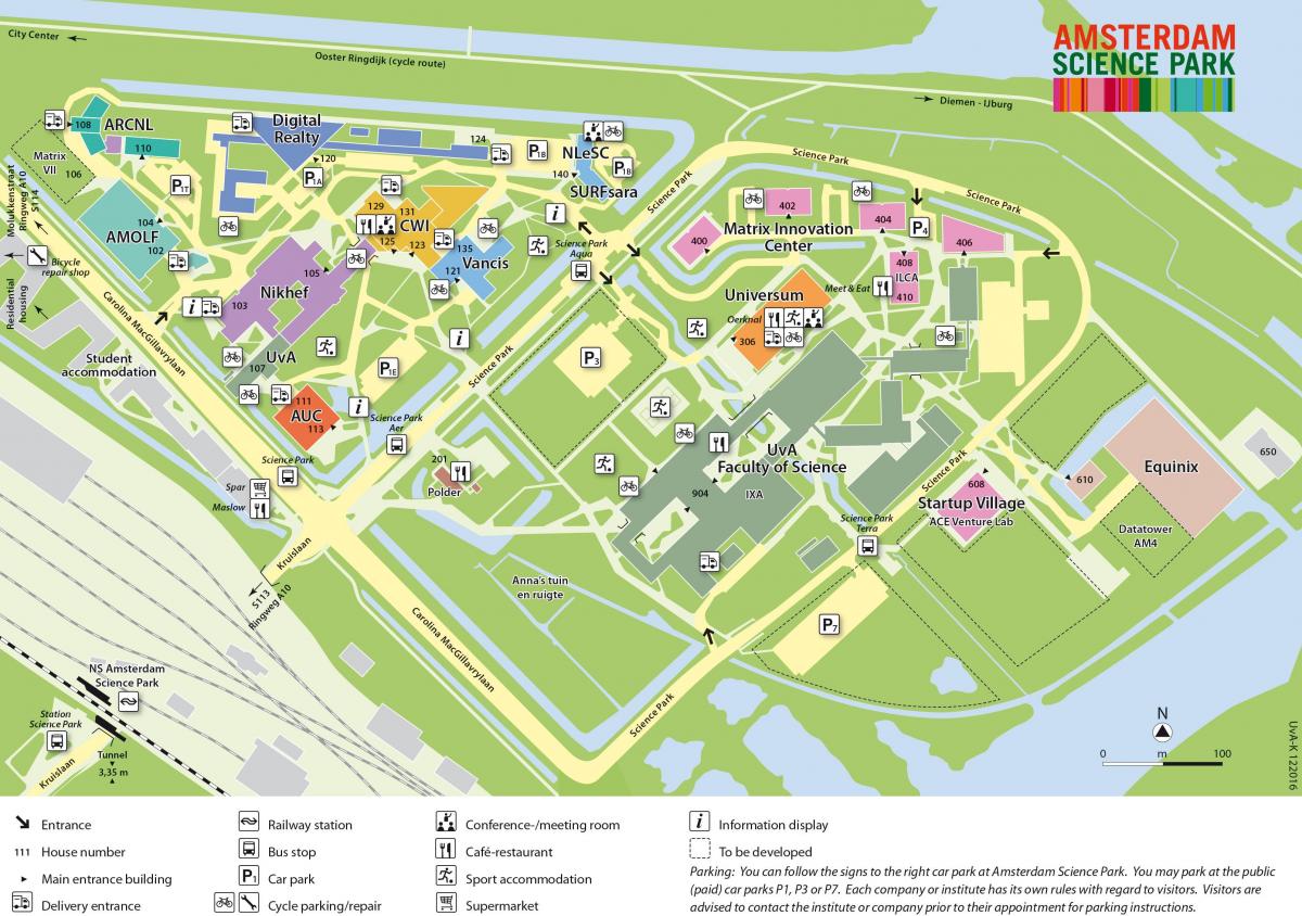 mapa naukowym parku w Amsterdamie