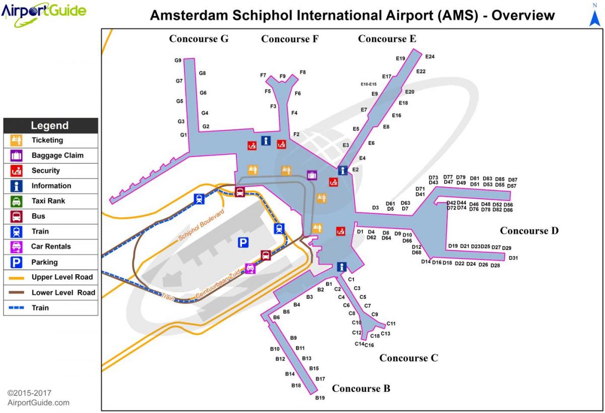 mapa lotniska Schiphol bramy