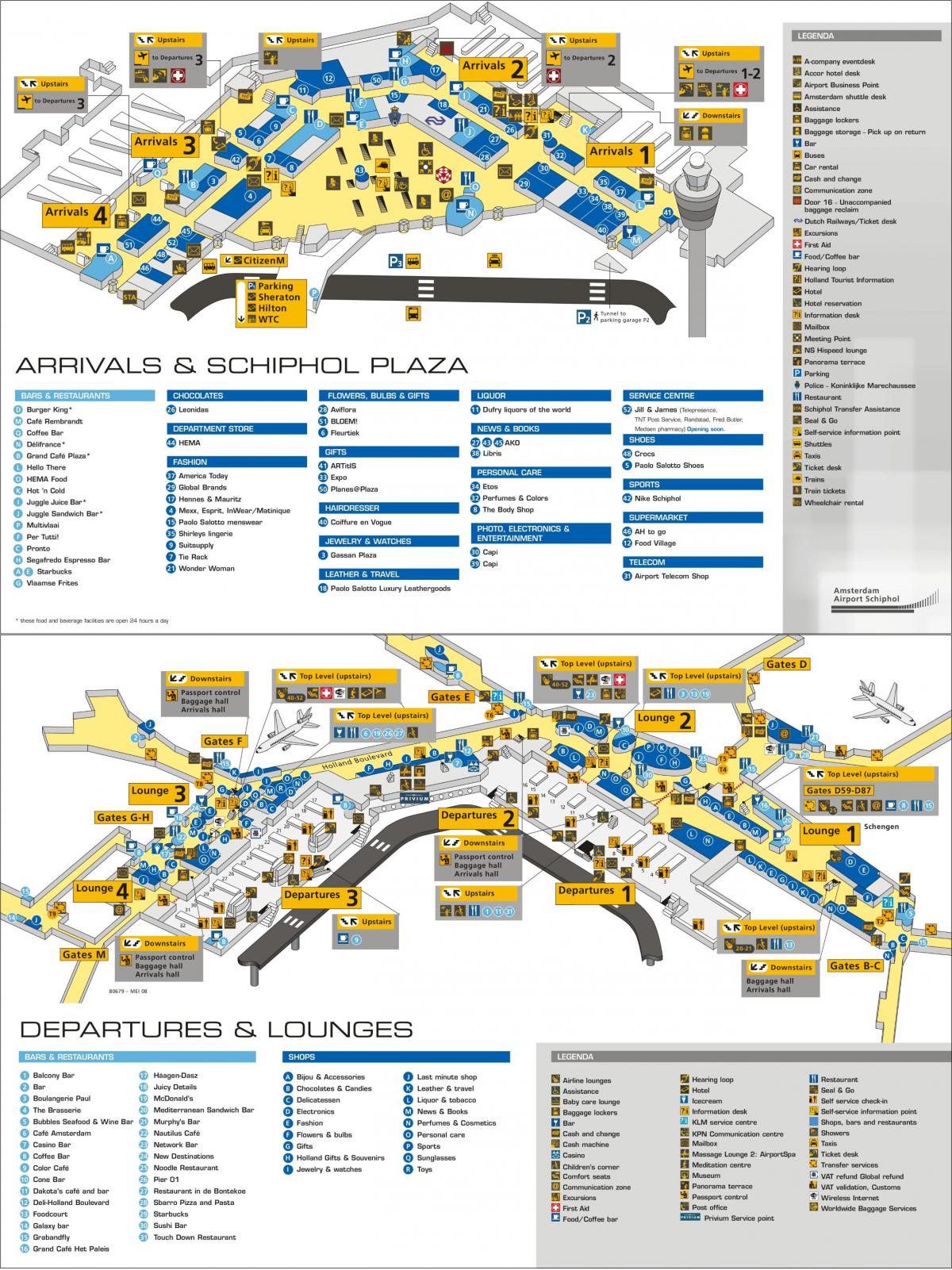 Schiphol mapa przyjazdu 