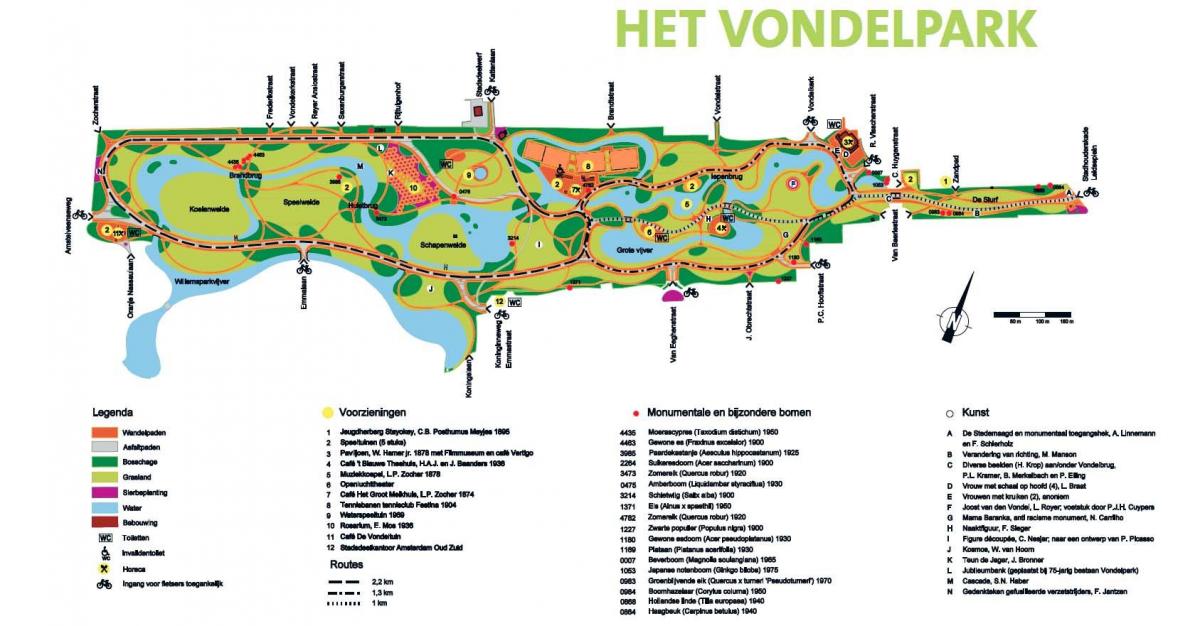mapa vondelpark Amsterdam