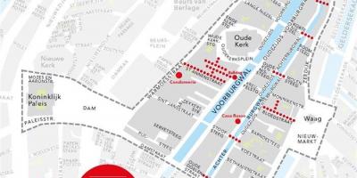 Mapa Amsterdamu czerwono