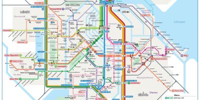 Amsterdam tramwaj i metro mapa