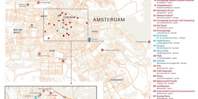 Mapa nocnego życia w Amsterdamie 