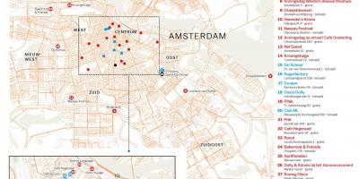 Mapa nocnego życia w Amsterdamie 