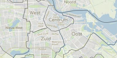 Mapa Amsterdamu pokazując dzielnic