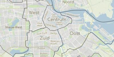 Mapa Amsterdamu pokazując dzielnic
