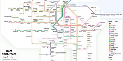 Mapa tramwaju w Amsterdamie