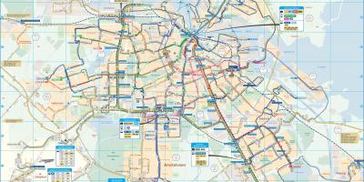 Mapa Amsterdamu środkami transportu publicznego
