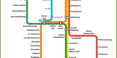 Mapa metra w Amsterdamie 