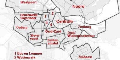 Dzielnice w Amsterdamie mapie