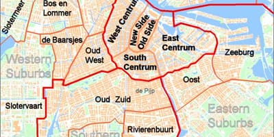 Mapa przedmieściach Amsterdamu