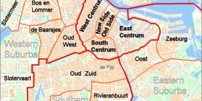 Mapa przedmieściach Amsterdamu