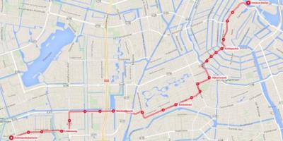 Tramwaj 2 Amsterdam trasę na mapie